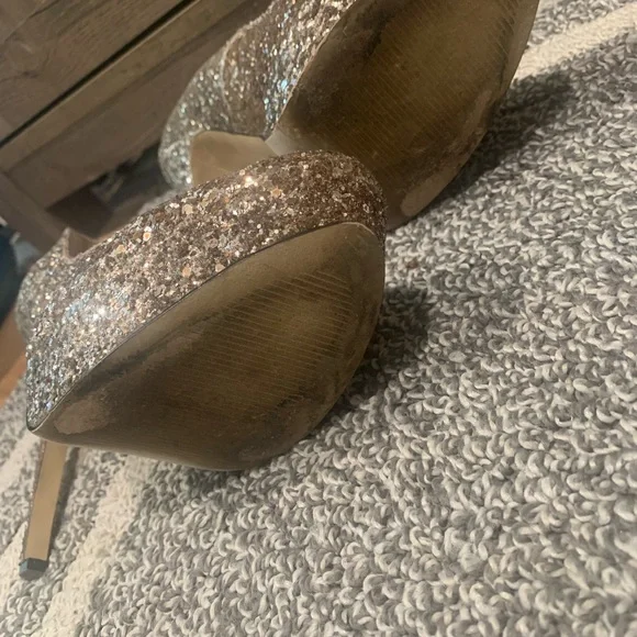 Women’s Formal Party Prom Sparkling 4” High Heels Size 8.5 Silver Rose-gold - Picture 9 of 12